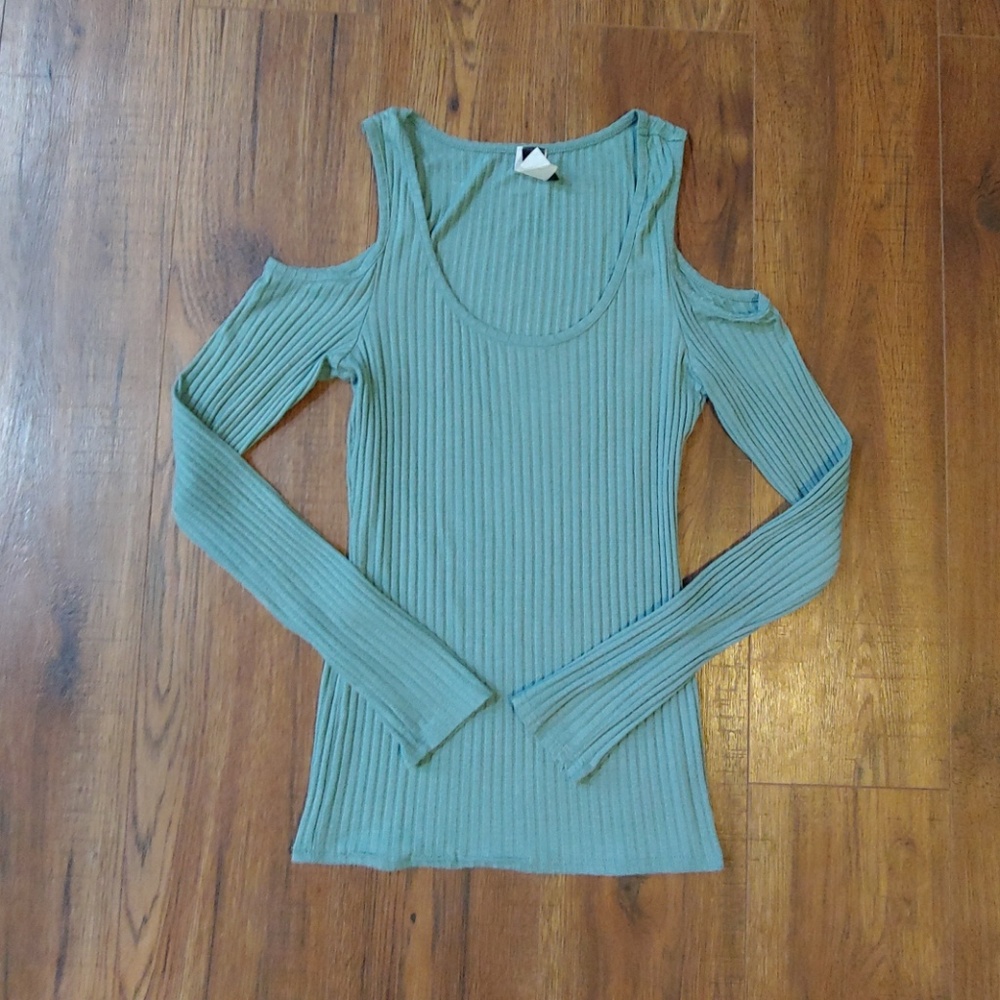 Blue Cold Shoulder Top